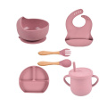 Entwöhnungslätzchen Sterilisierende Tasse Set Kleinkinder Silikon Saugen Beste Platten Futternapf und Löffel für Baby